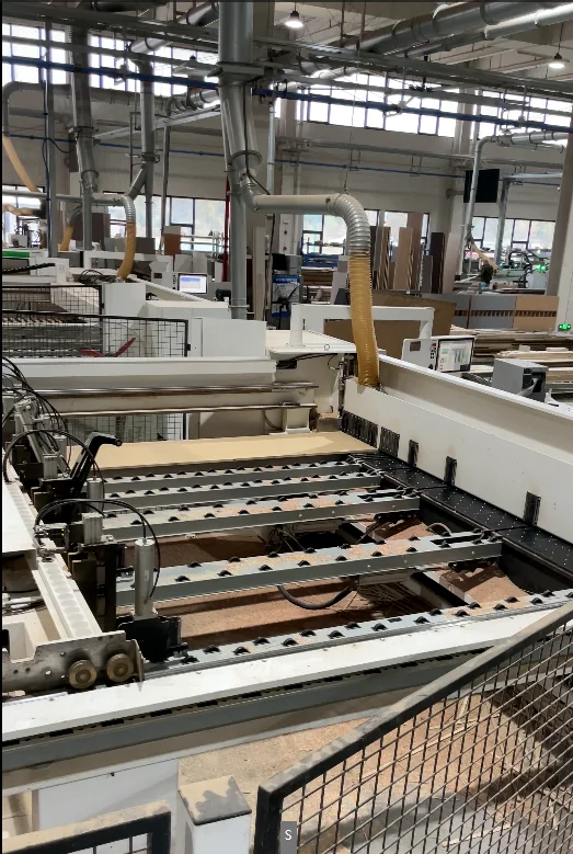 Cabinet panel processing line inside the manufacturing workshop