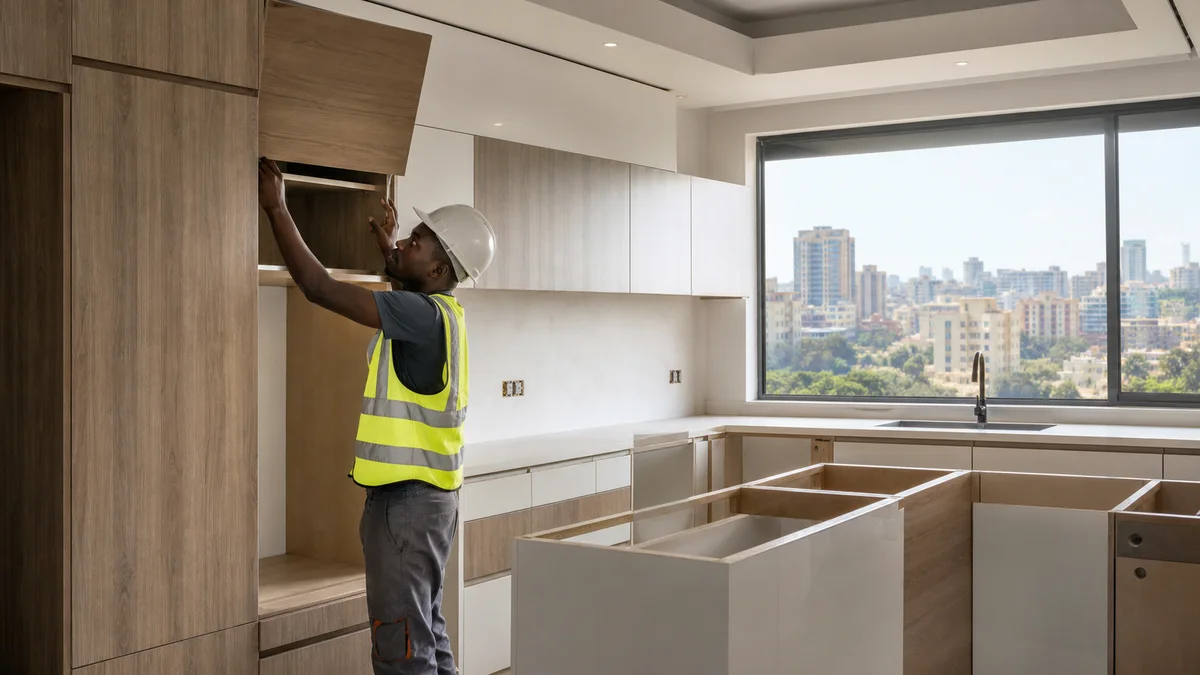 Modern kitchen installation in a new African residential development