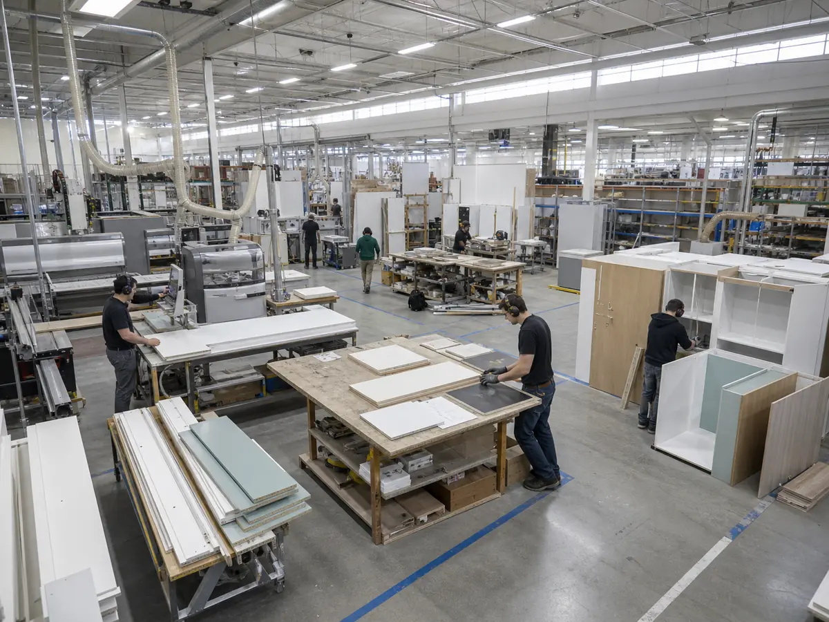 Modern cabinet workshop producing mixed finishes and materials