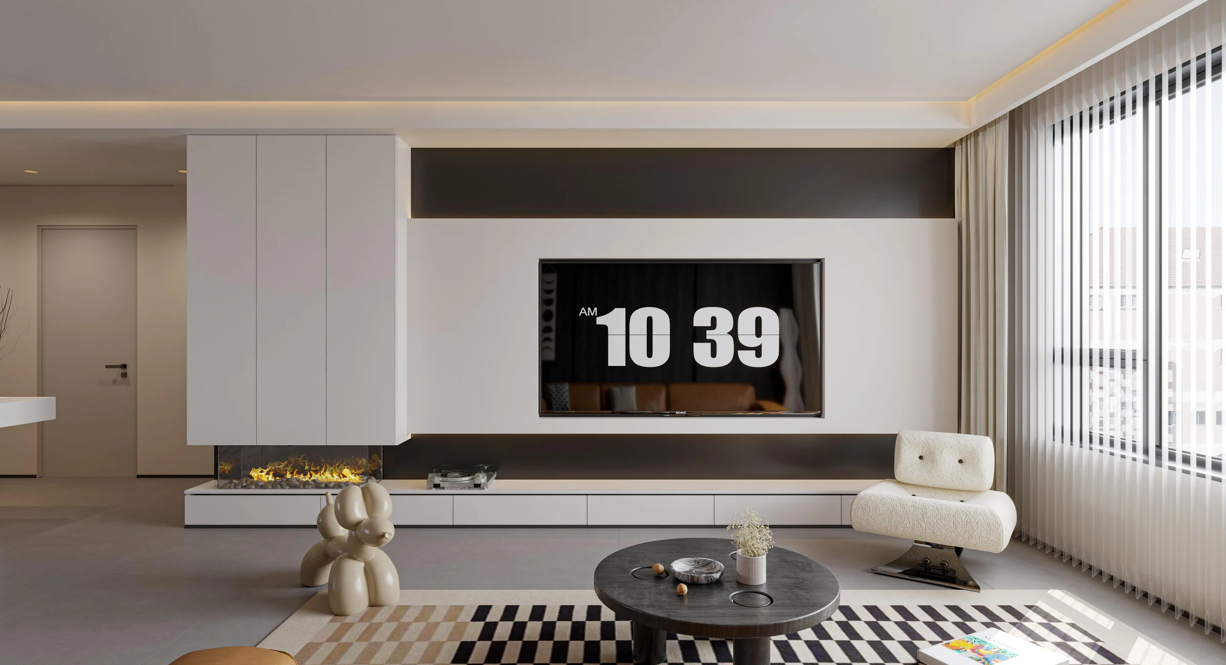 Integrated living-room display and media cabinetry