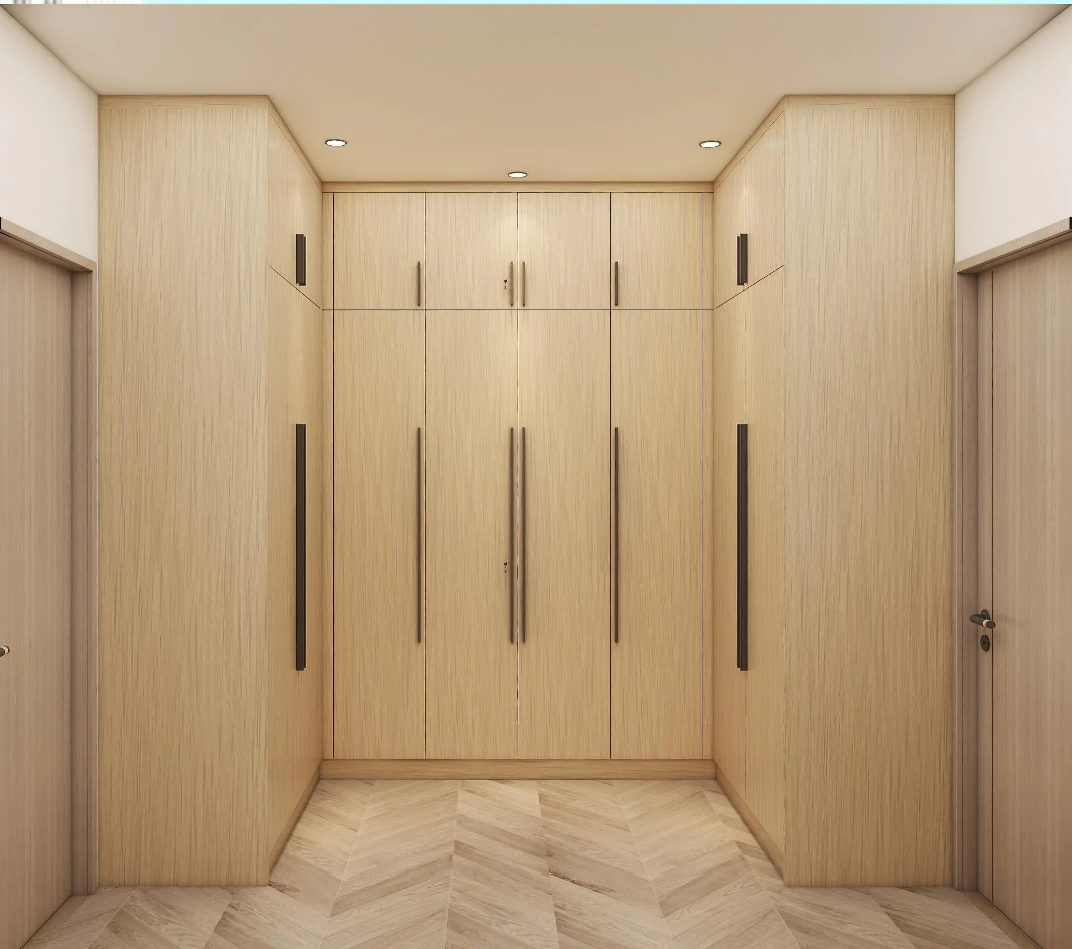 Full-height entryway and shoe storage cabinets
