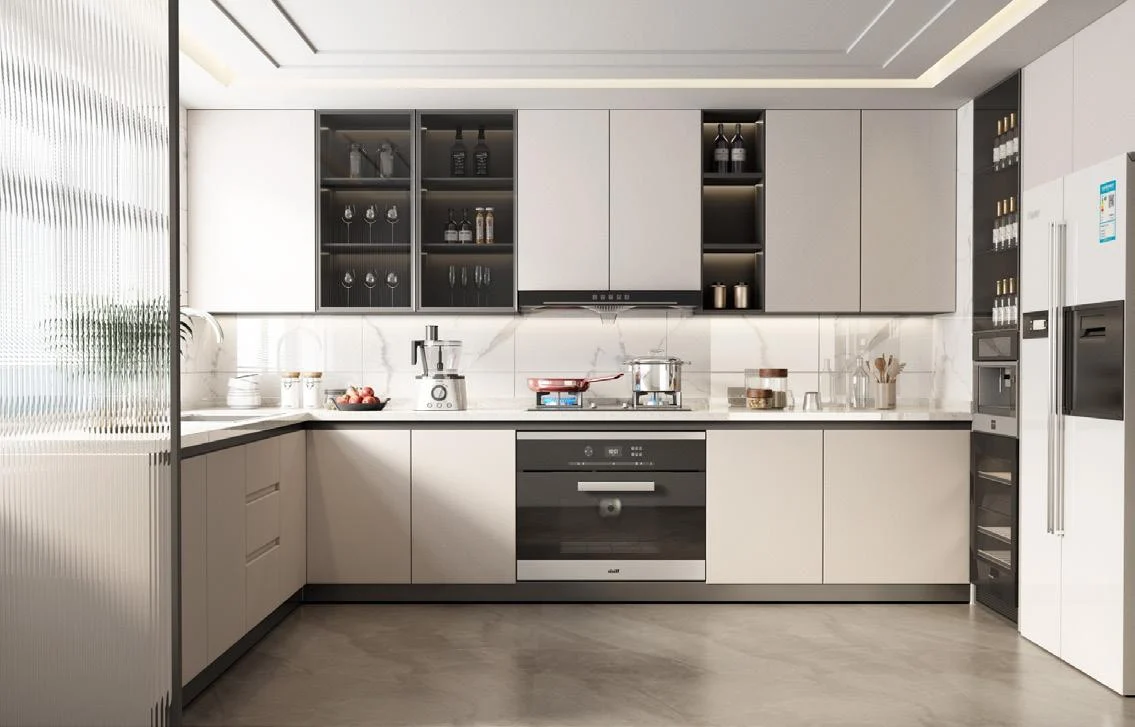 Matte lacquer kitchen doors with aligned joints