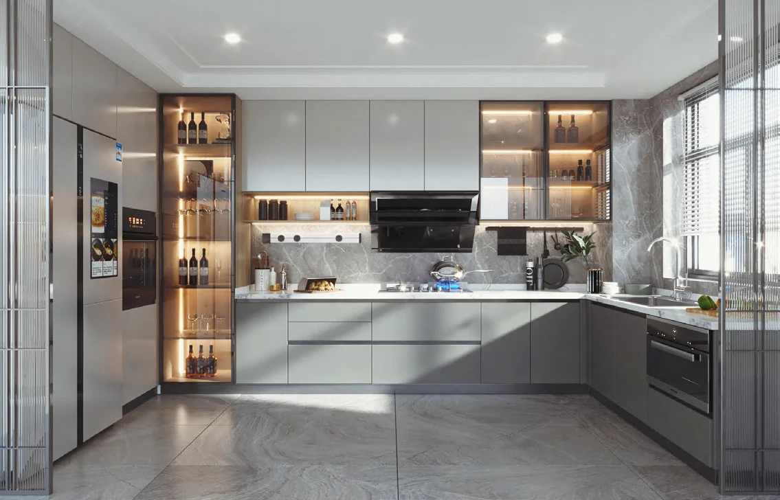 Wood-grain melamine cabinet composition