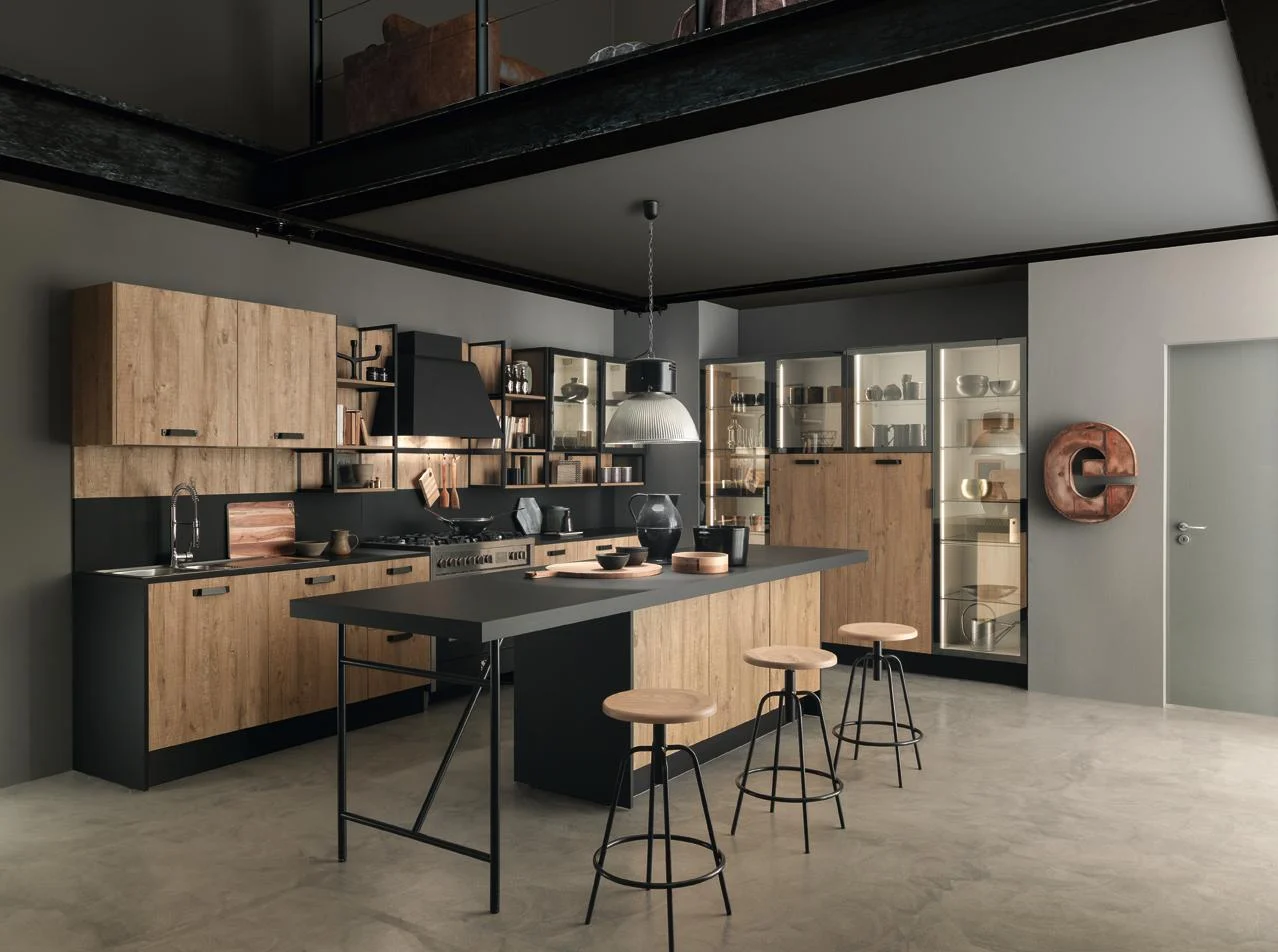 Natural solid wood framed kitchen cabinets