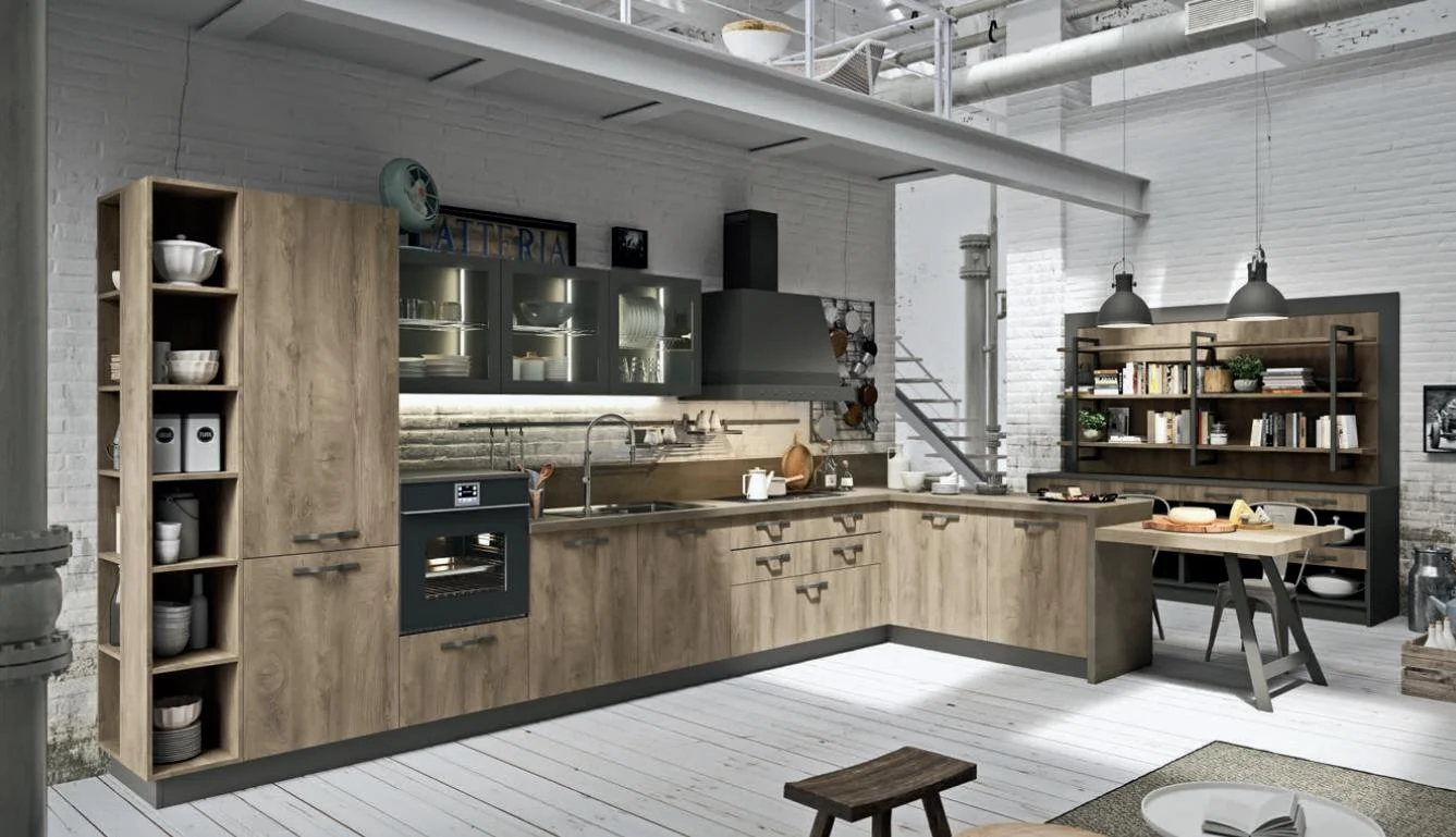Dark stained solid timber kitchen cabinetry
