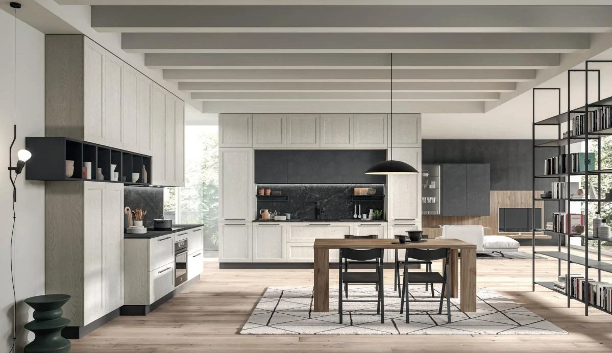 Timber kitchen island with detailed end panels