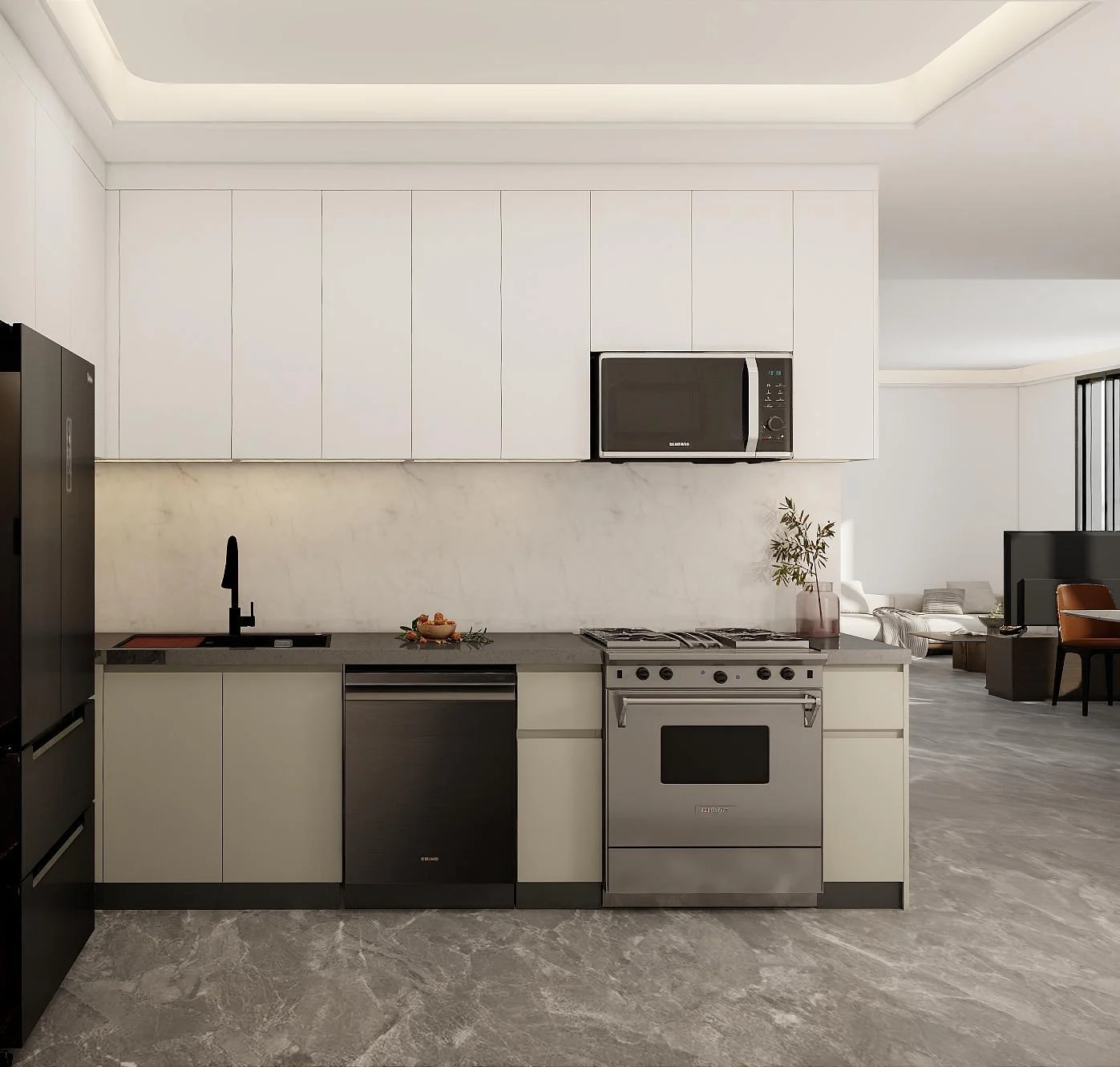 Laundry cabinetry with accessible appliance fronts