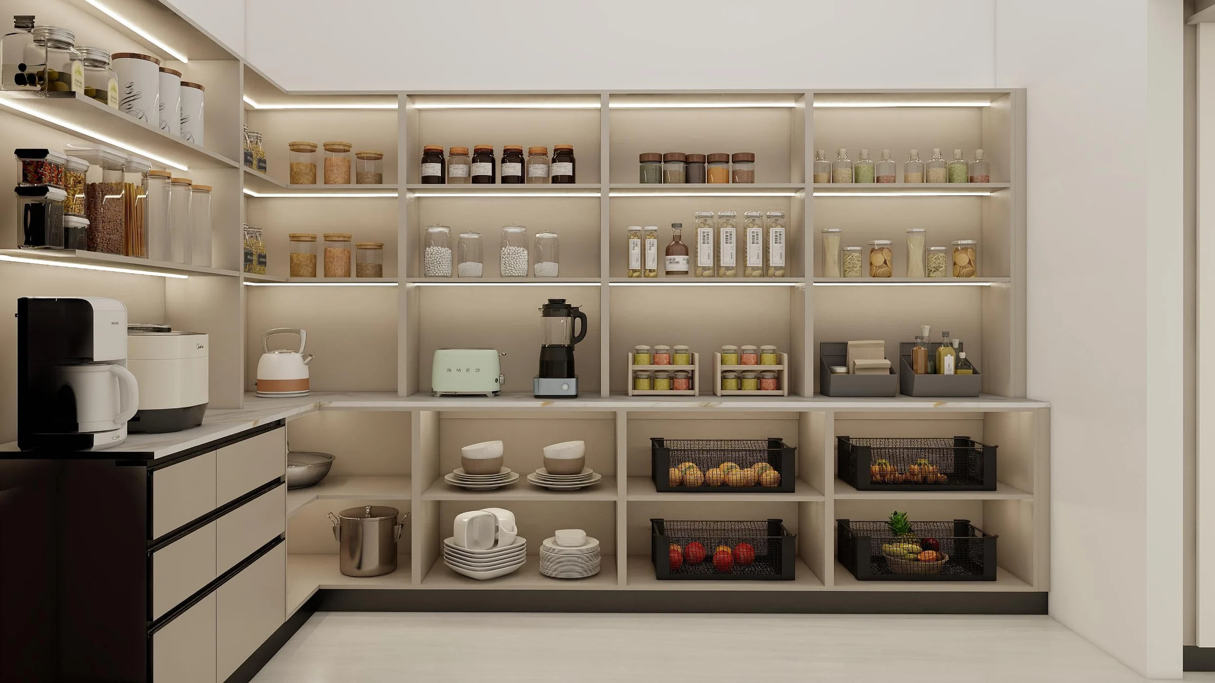 Full-height fitted hallway storage cabinets