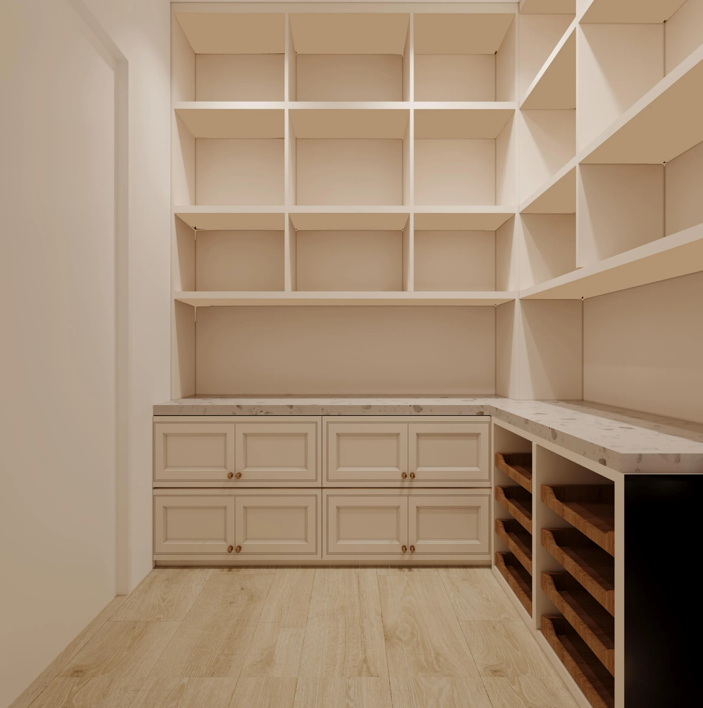 Completed fitted shoe and entryway cabinet