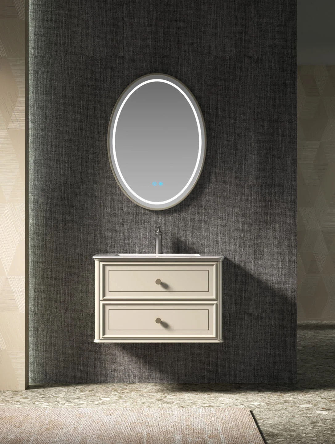 Freestanding bathroom vanity with storage and mirror