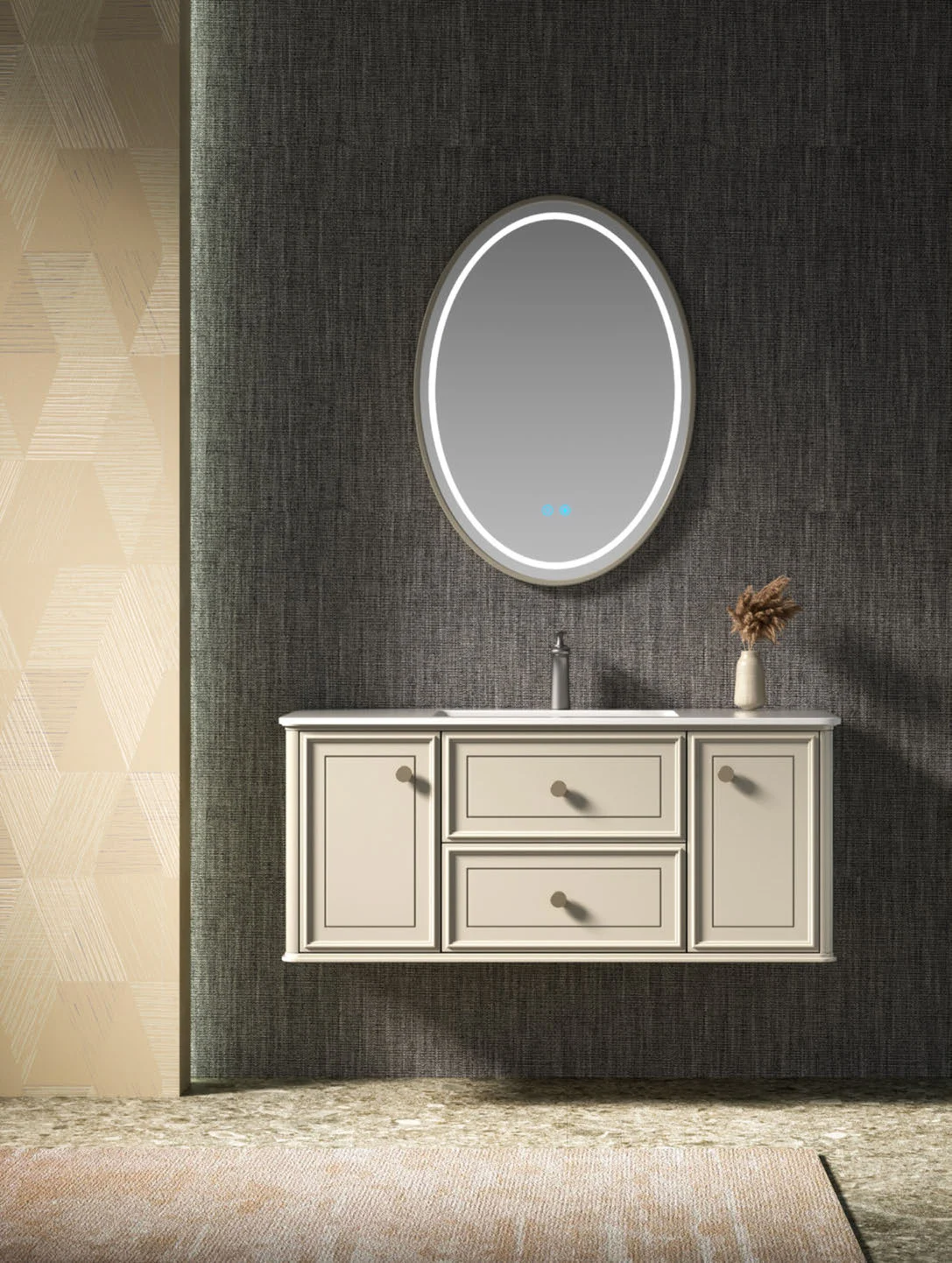 Floor-standing vanity with recessed base