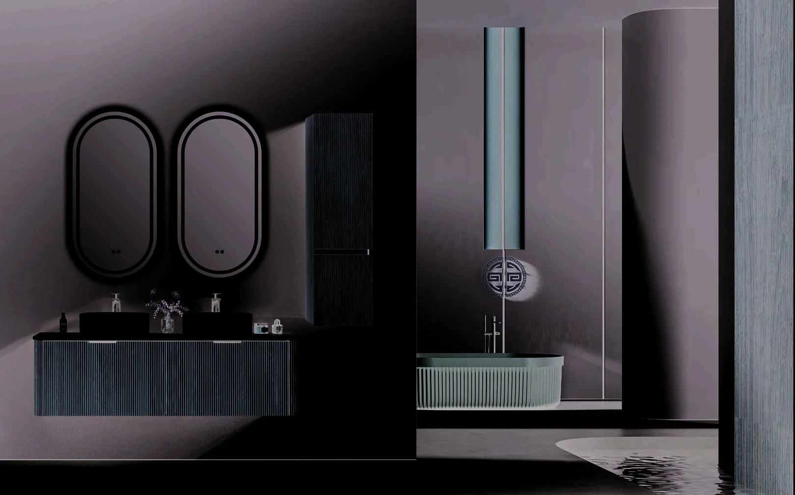 Recessed bathroom mirror cabinet