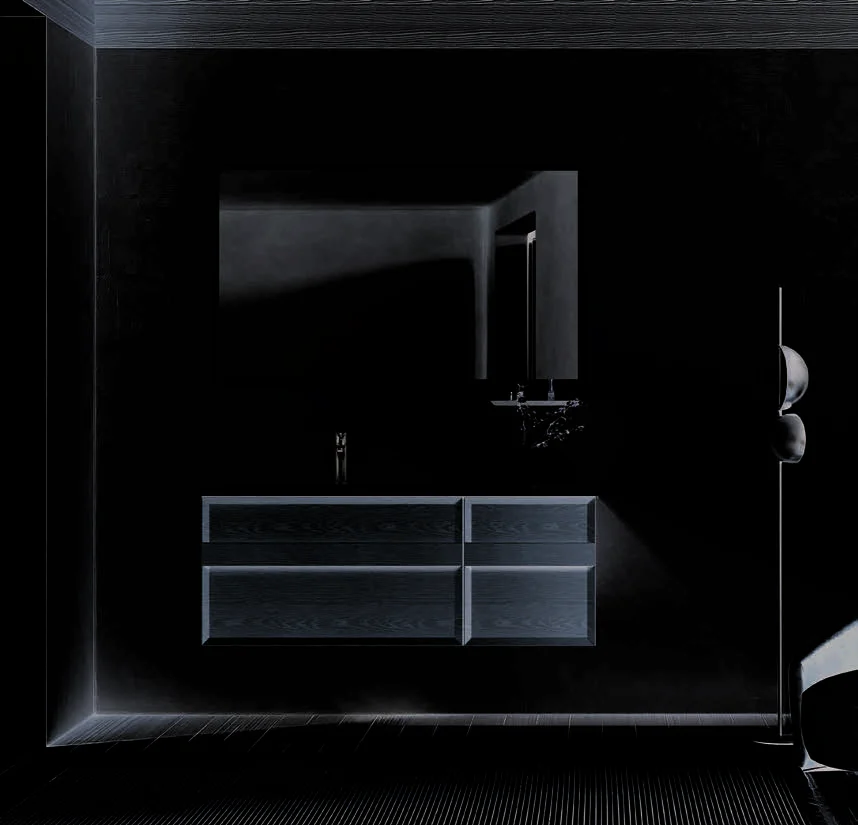 Moisture-resistant bathroom vanity with organised storage