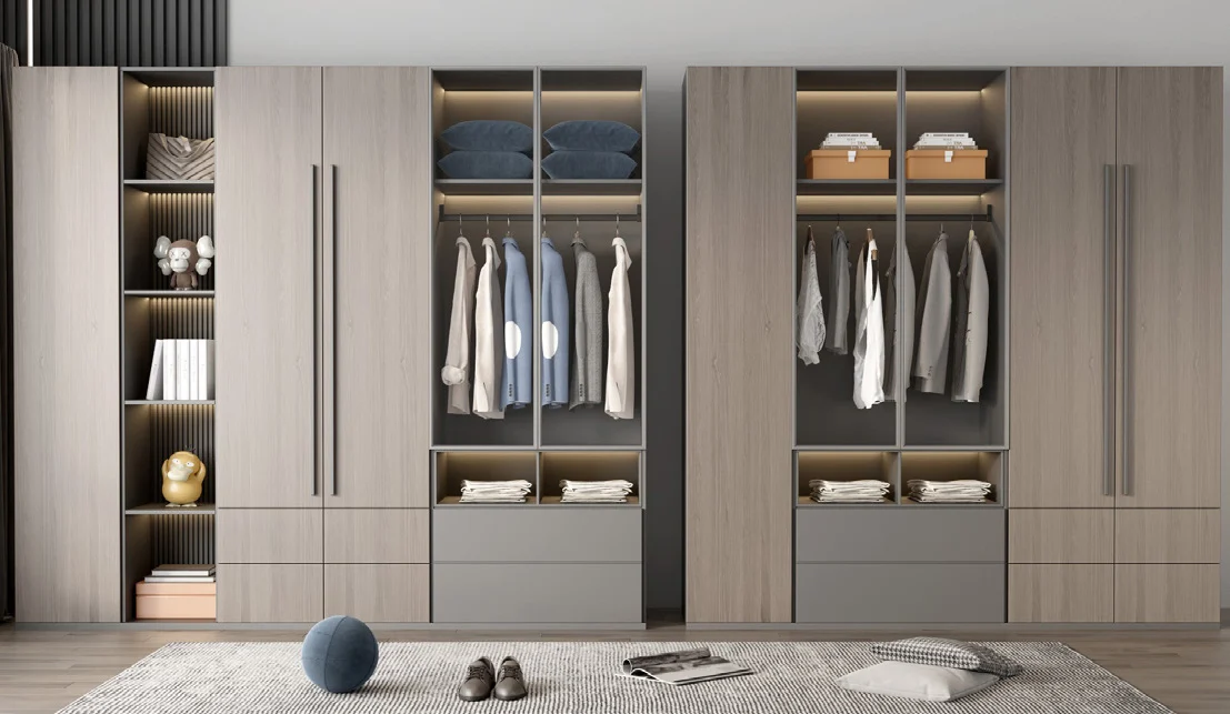 Wood grain melamine wardrobe cabinets