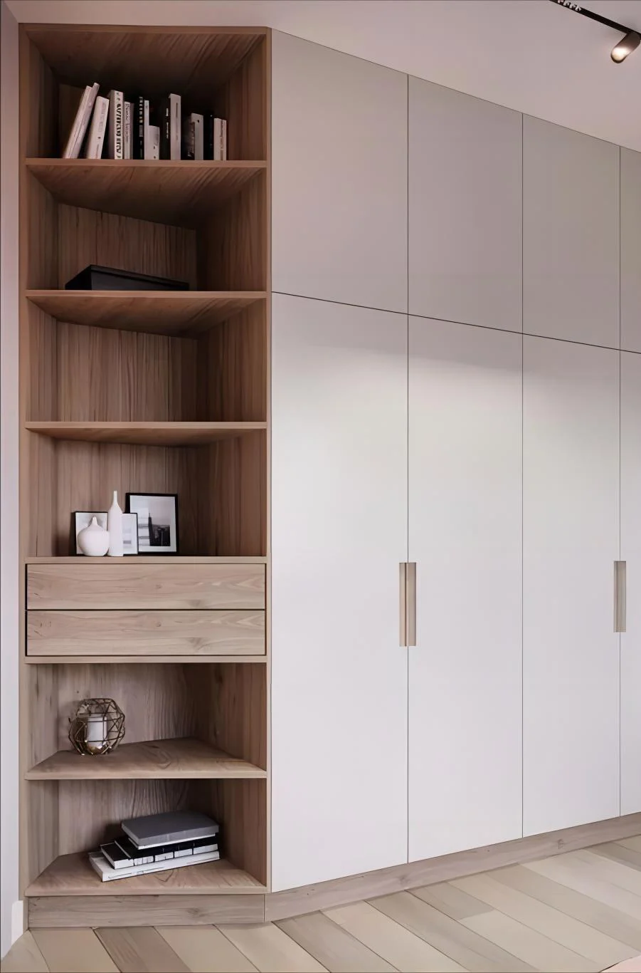 Full-height modern wardrobe with slab doors