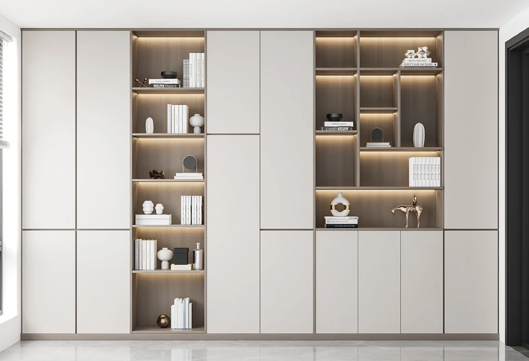 Full-height modern wardrobe fitted to a bedroom wall