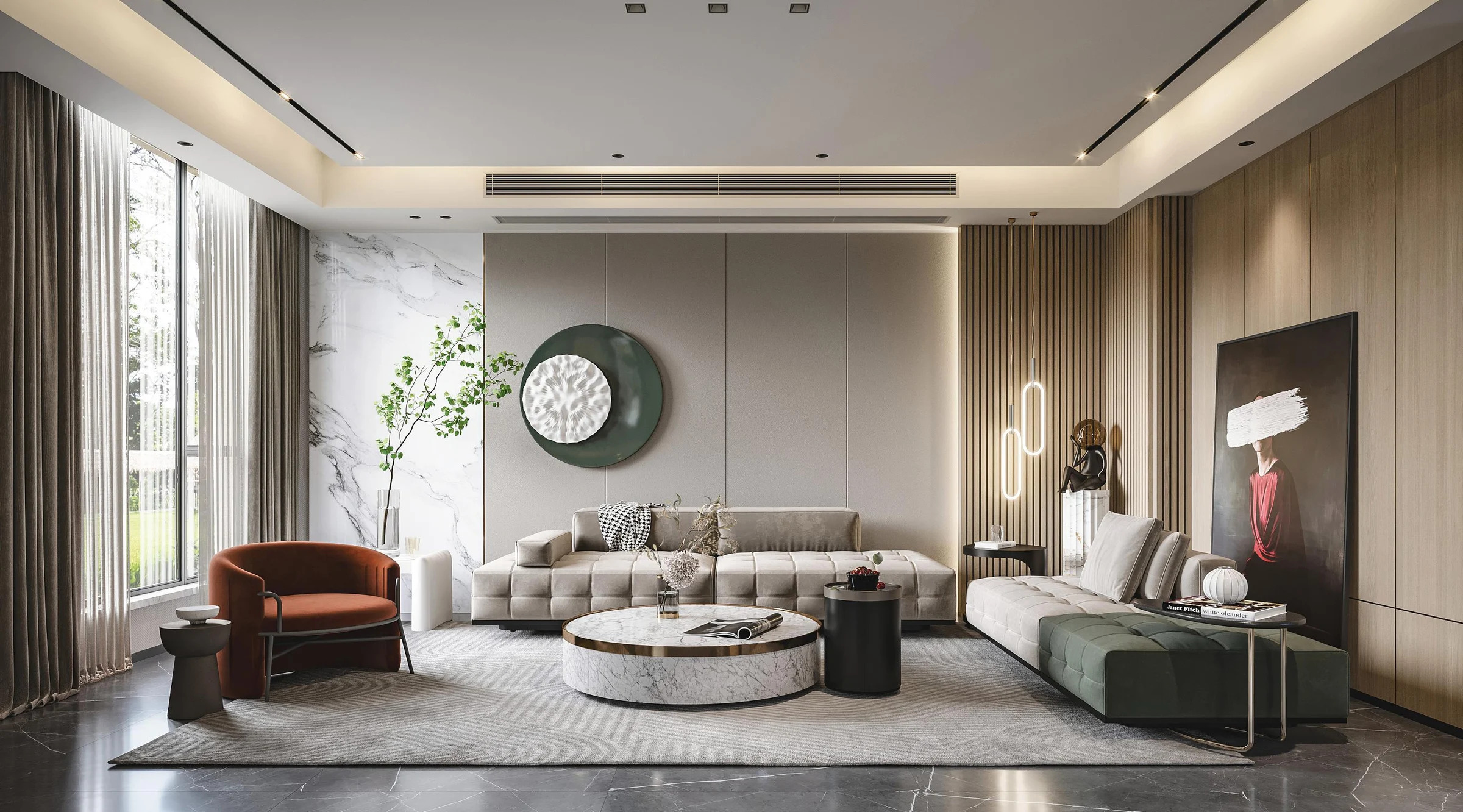 Office-style fitted cabinetry and display reference