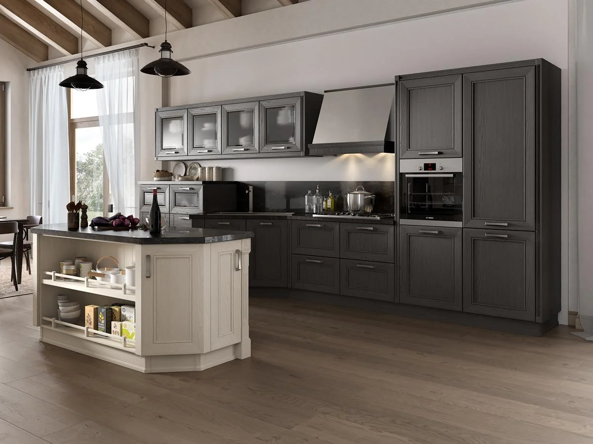 Dark charcoal Shaker kitchen with large island